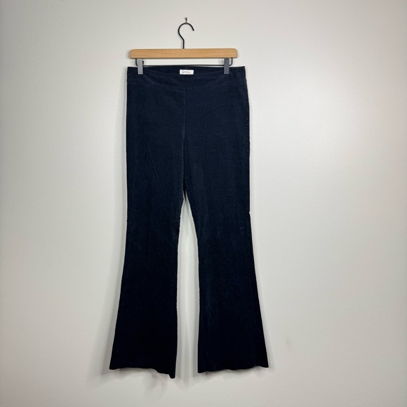 Avenue Montaigne Ribbed Wide Leg Flare Black Velvet Pull On Pants 10 - Picture 2 of 7